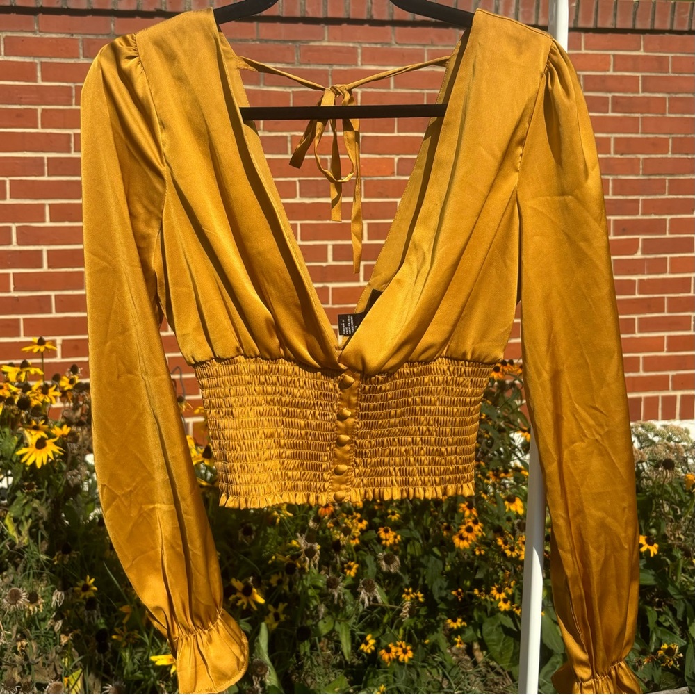 Satin Gold Low Cut Top